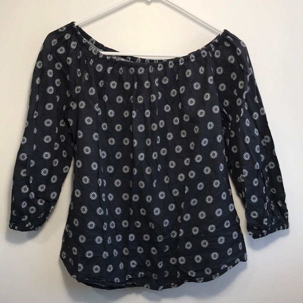 Maeve blue and White Patterned Blouse